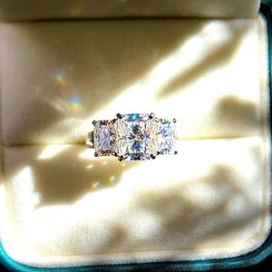 Solid 14k gold 5ct radiant moissanite ring